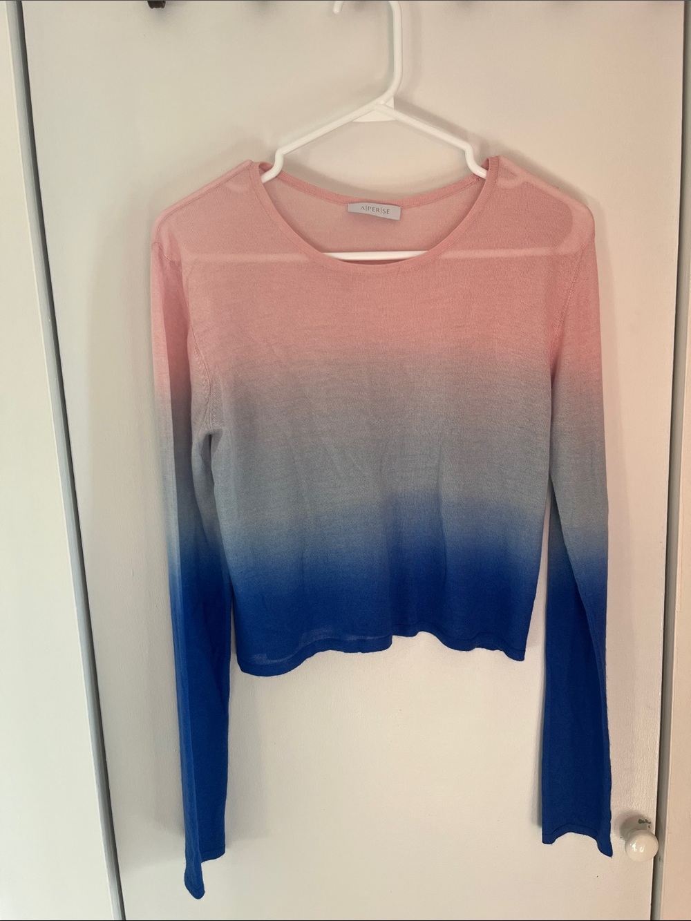 A PER SE Pink-Gray-Blue Gradient Silk-Cashmere Sweater